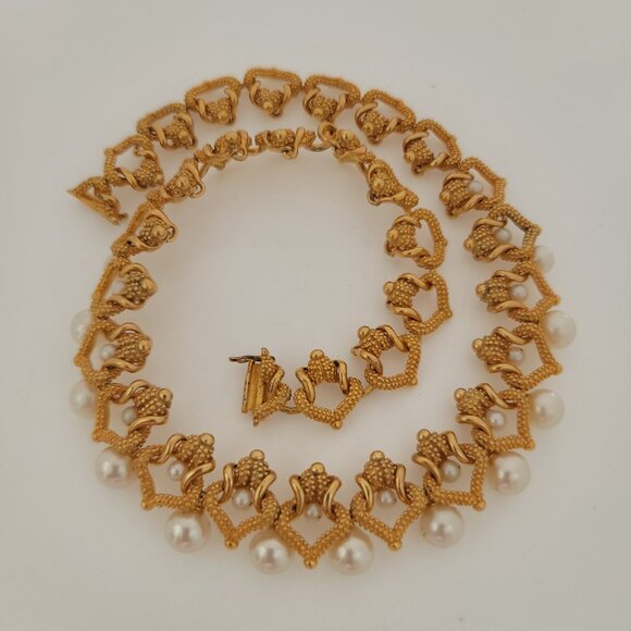 Rare/HTF Vintage Mary McFadden Sterling & Synthetic Pearl "Aeolian" Necklace - Picture 5 of 6